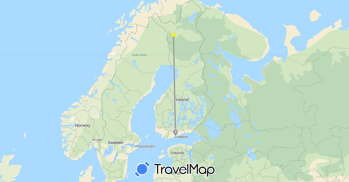 TravelMap itinerary: driving, plane in Finland (Europe)